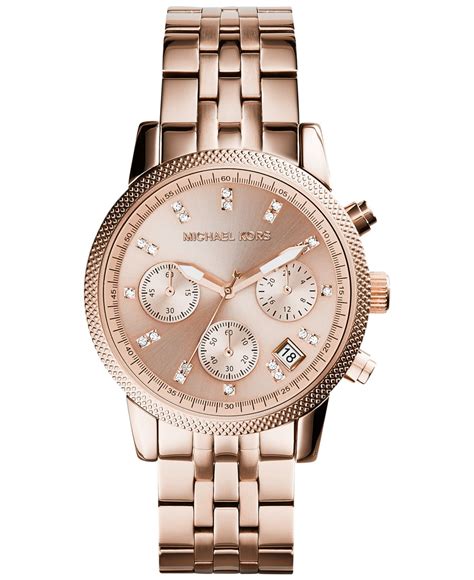 michael kors crystal bezel chronograph watch rose gold|Ritz Rose Gold.